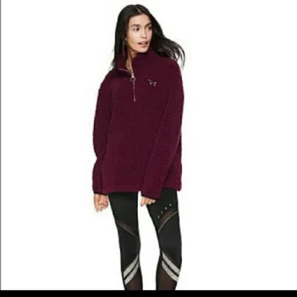 PINK Victoria's Secret Jackets & Blazers - ✨Buy 1 get 2 free(more info in description) VS Pink maroon half zip